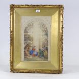 19th century watercolour, the birth of Christ, unsigned, 15" x 9", framed Light foxing and slight