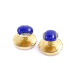 A pair of Art Deco 18ct gold lapis lazuli and rose-cut diamond dress studs with platinum-topped