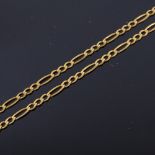 WITHDRAWN A 9ct gold Figaro link chain necklace, necklace length 60cm, 4.3g Very good