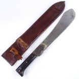 A mid-20th century American machete by Collins & Co of Hartford, dated 1949, leather sheath, blade