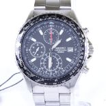 SEIKO - a stainless steel Flightmaster Pilot quartz chronograph wristwatch, red. SND253P1, black