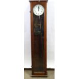 An oak-cased synchronome electric wall clock with glazed door, height 127cm