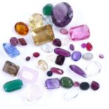 Various loose gemstones, including moonstone, amethyst, citrine, bloodstone etc Lot sold as seen