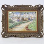 Watercolour, farm scene, indistinctly signed, 6.5" x 9.5", framed Good condition