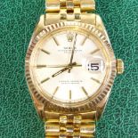 ROLEX - an 18ct gold Oyster Perpetual Datejust automatic wristwatch, ref. 1600, circa 1966, silvered