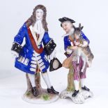 2 19th century German porcelain figures, largest height 20cm (2) (A/F)