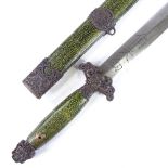 A modern Chinese sword in brass-mounted simulated shagreen scabbard, overall length 105cm Good