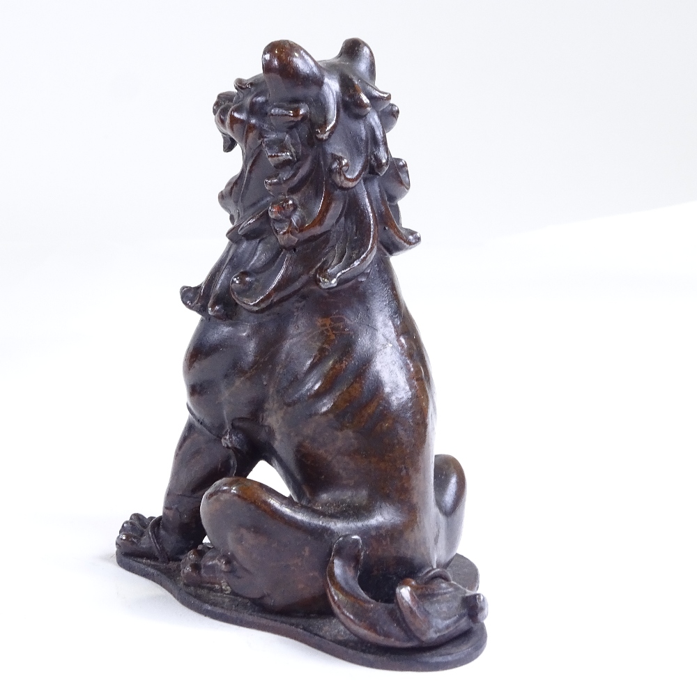 A 19th century Chinese patinated bronze Dog of Fo, height 13.5cm Good condition. - Image 3 of 3