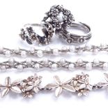 Various Danish silver jewellery, including rings, bracelet and necklace (5) Good overall