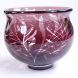 EDWARD HALD for ORREFORS SWEDEN - purple and clear glass bowl, in the graal technique, '41, fully