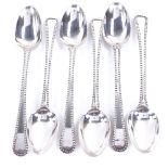 A set of 6 18th century Old English Fine Bead pattern teaspoons, length 13cm, 3.3oz Good original