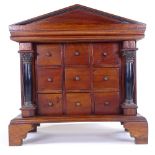 A Regency style mahogany table-top chest of drawers, late 20th century, width 41cm