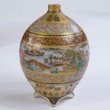 A finely decorated Japanese Satsuma porcelain gourd vase of small size, hand painted and gilded