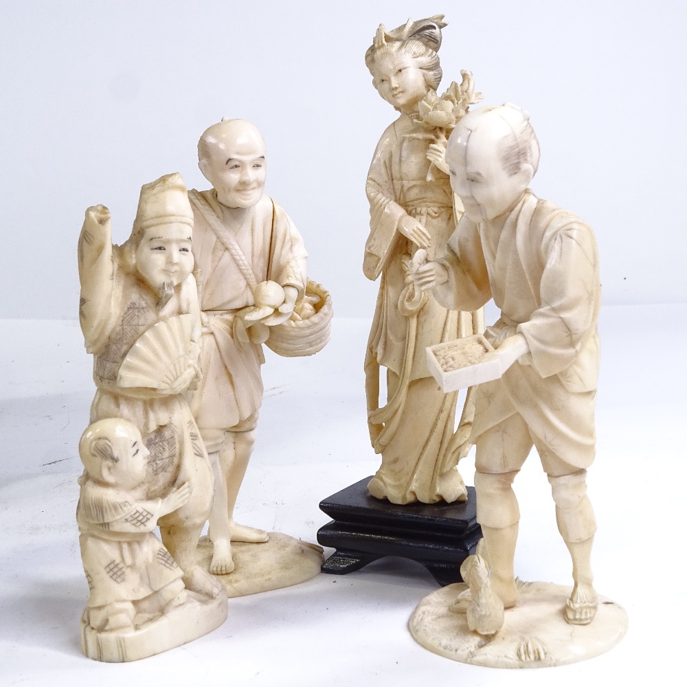 4 Japanese ivory okimono, Meiji Period, largest height 17cm - Image 3 of 3