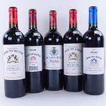 5 bottles of red Bordeaux / Pauillac wine, 2 x 2013 Grand-Puy Ducasse, 2 x Prelude Grand-Puy