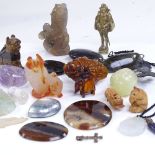 A group of Chinese jade and hardstone carvings etc