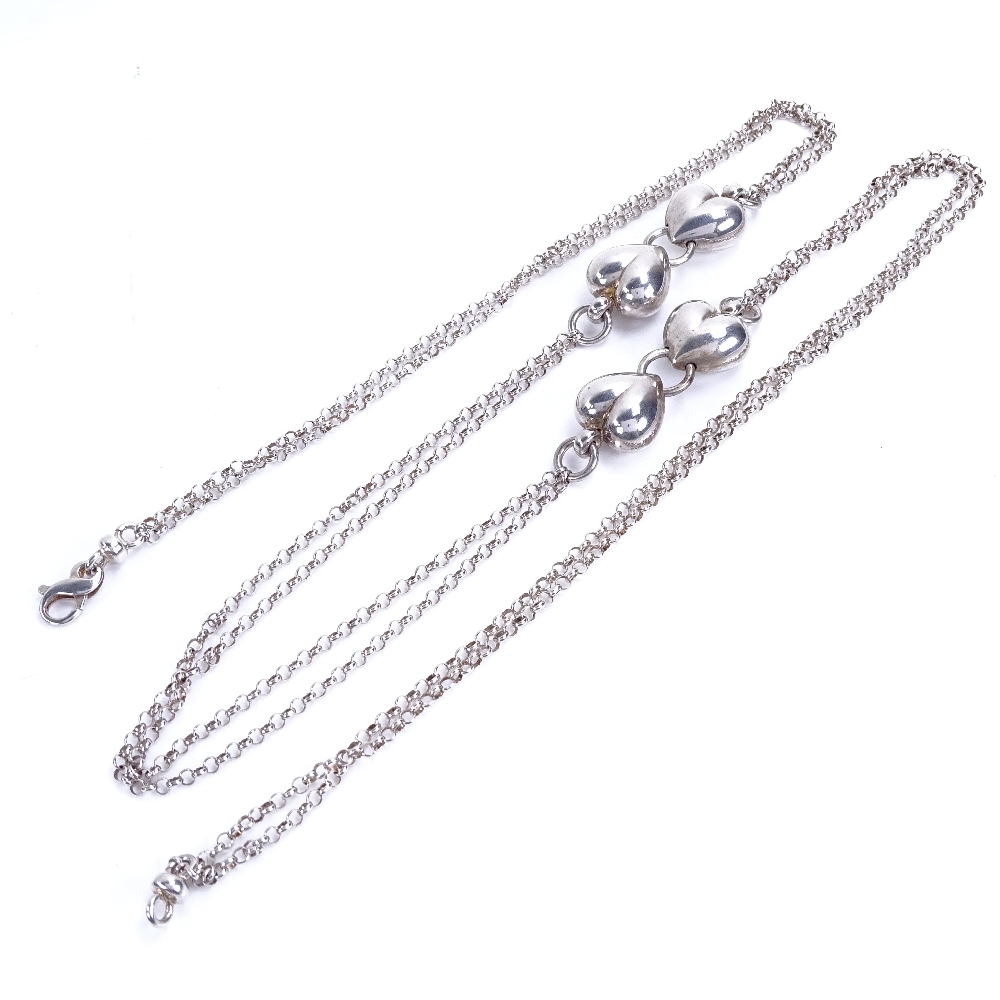 A long sterling silver heart design necklace/belt, length 92cm, 41.8g Very good original - Image 2 of 5