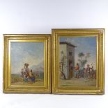 A pair of 19th century oils on canvas, Continental scenes, unsigned, 16" x 12", framed Good original