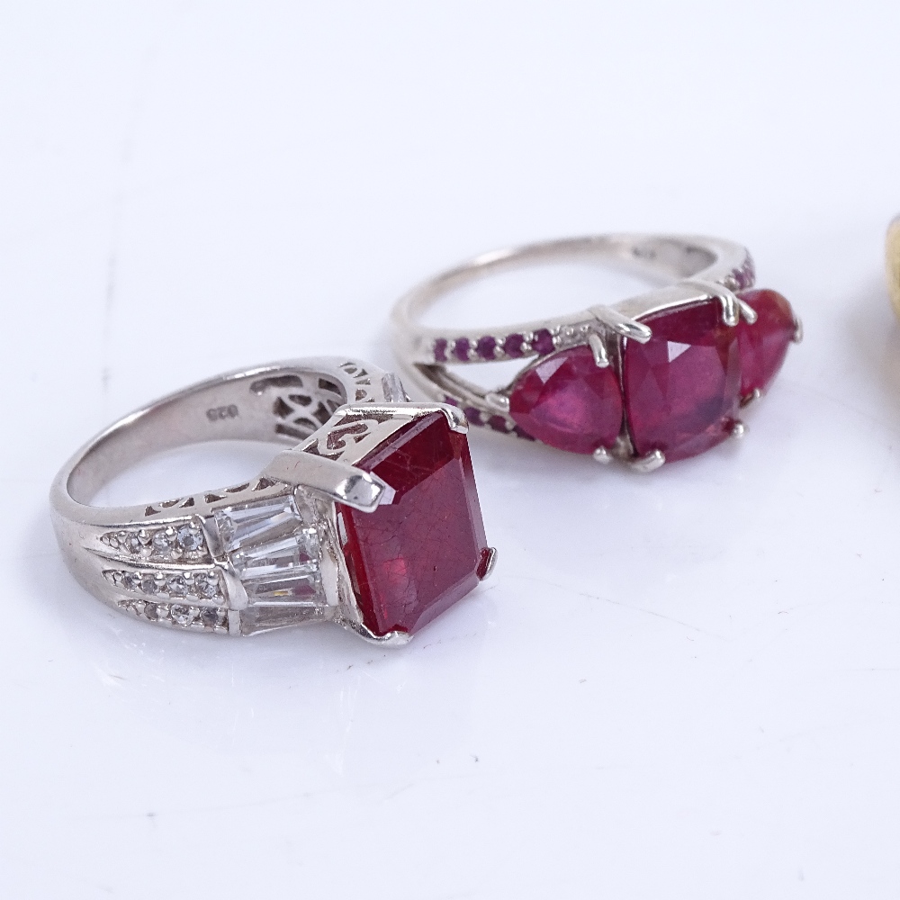 10 modern sterling silver stone set rings, 81.5g total (10) Generally good overall condition, - Image 3 of 5