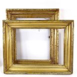 2 19th century gilt-gesso picture frames, ornate frame rebate size 16" x 13", plain frame rebate