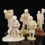 A group of Japanese ivory okimono, Meiji Period, largest height 11cm