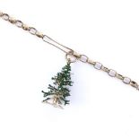 A 9ct gold charm bracelet with 9ct Christmas tree charm, bracelet length 18.5cm, 4g Good overall