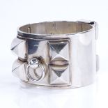 HERMES - a CDC Collier De Chien cuff bracelet, modelled as a dog collar, with hinged fitting in