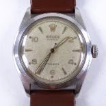 ROLEX - a 1950s stainless steel Oyster Precision mechanical wristwatch, ref. 6082, circa 1952, cream