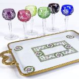 A Limoges porcelain tray with ormolu edge and handles, 27cm x 18.5cm excluding handles, and a