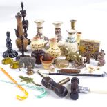 A collection of doll's house ornaments and miniature curios, including 2 miniature penknives All