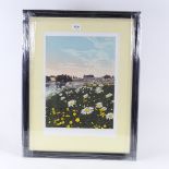 Graham Evernden, coloured etching, Daisy Lake, signed in pencil, image 16" x 12", framed Very good