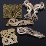 5 Elizabeth II Scottish silver-gilt Celtic design brooches, by Ralph Weston, hallmarks Edinburgh