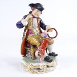 Bloor Derby, porcelain figure, boy with a dog, pattern no. 362, height 16cm Hands possibly restored