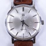 TISSOT - a Vintage stainless steel Seastar mechanical wristwatch, silvered dial with baton hour