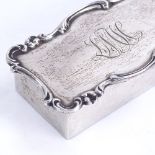 A sterling silver double-stamp box, raised foliate border with gilt interior, model no. B2162,
