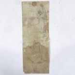 Circle of Edward Burne Jones, pencil sketch on paper, pre-Raphaelite studies with indistinct