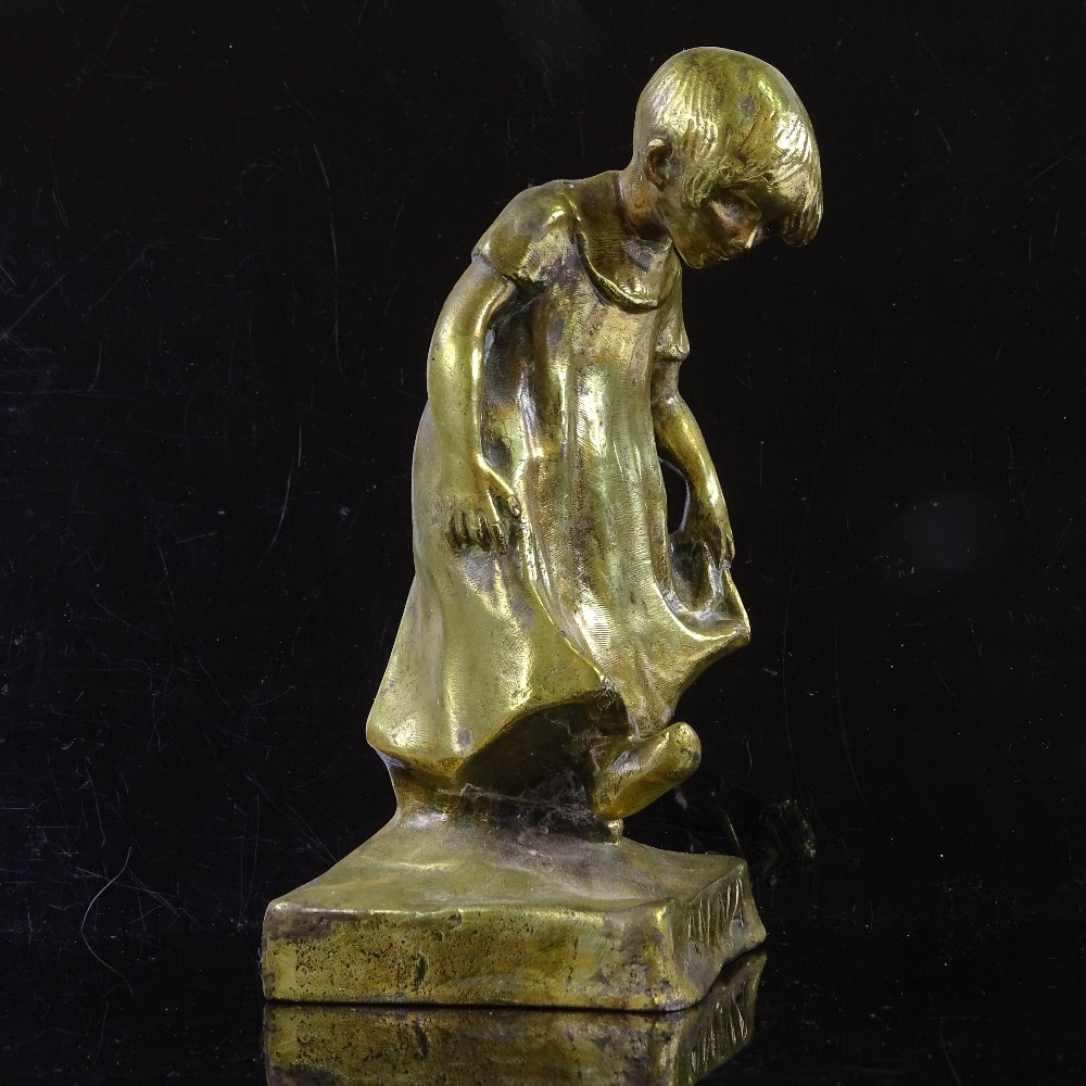 Carl Johan Eldh (1873 - 1954), polished bronze sculpture, Anna, signed on base, height 14cm