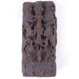 An Indian relief carved hardwood panel, probably 17th or 18th century, height 44cm