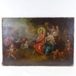 17th/18th century oil on canvas, Classical composition, unsigned, 22" x 33", unframed Old re-lining,