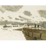Fred Cuming, monoprint, River Medway, signed and titled in pencil, image 7" x 9", framed, ARR Very