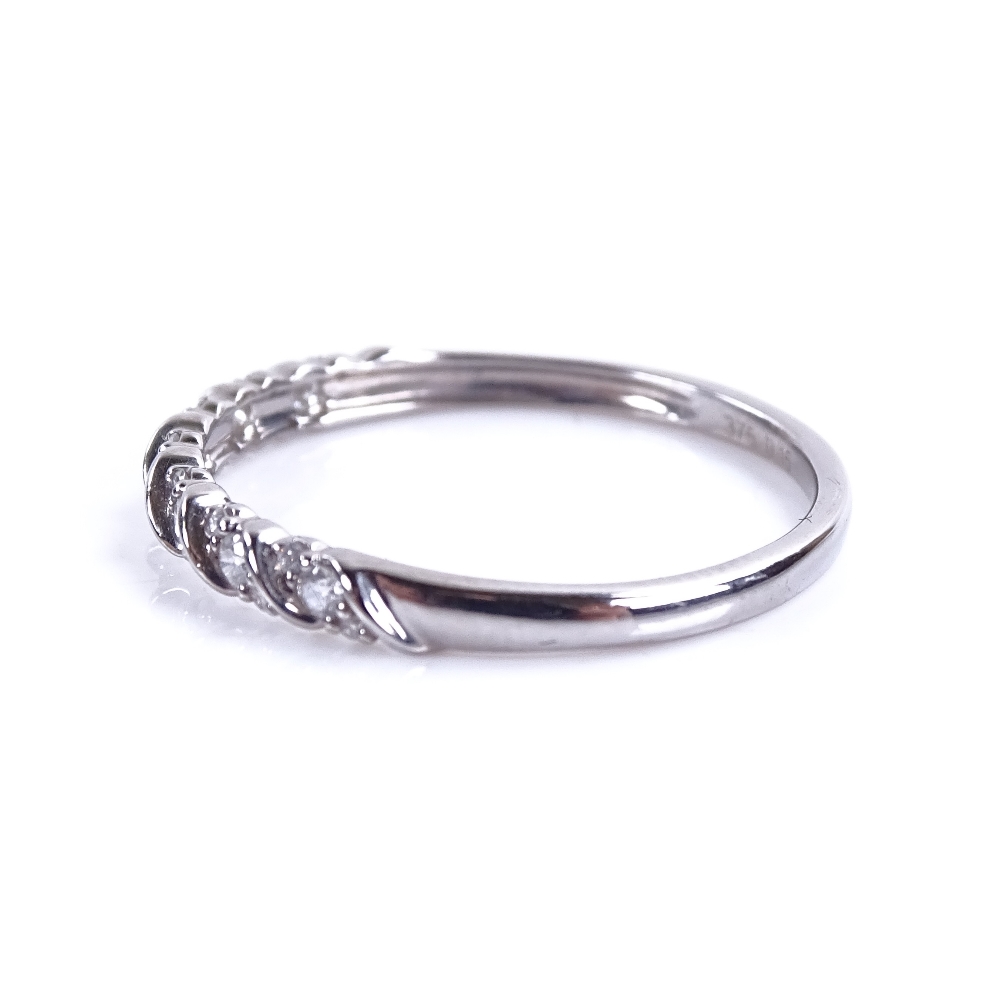 A modern 9ct white gold diamond half eternity ring, total diamond content approx 0.15ct, setting - Image 3 of 5