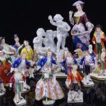 A group of Continental porcelain figures, largest height 13cm (17) (A/F)
