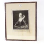 Charles Waltner, etching, portrait of Anne Louise De Jouy, published 1876, signed in pencil, image