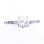 A modern 18ct white gold 0.95ct fracture filled and laser drilled solitaire diamond ring with