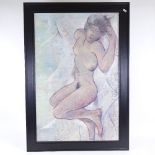 A Hance, oil on board, nude, signed verso, 23" x 36", framed Good condition