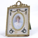 A miniature watercolour portrait on ivory, inscribed on reverse Miss Jeanie Boyle Glasgow by Ethel A
