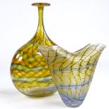 MARTIN ANDREWS - Midnight Sun bottle vase, height 22cm, and free-form glass vase, height 14cm,
