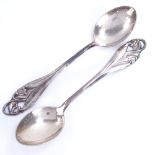 A set of mid-20th century Swedish silver teaspoons, with pierced floral handles, hallmarks 1966,