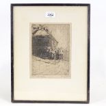George Horton (1859 - 1950), engraving, winter in North Shields, signed in pencil, plate 7.5" x 5.