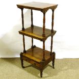 A Victorian rosewood 3-tier whatnot with drawer fitted base, 46cm x 37cm, height 108cm